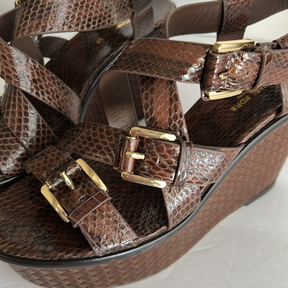Michael Kors Collection Varick
Snake Print Wedge Sandals - Picture 15 of 17
